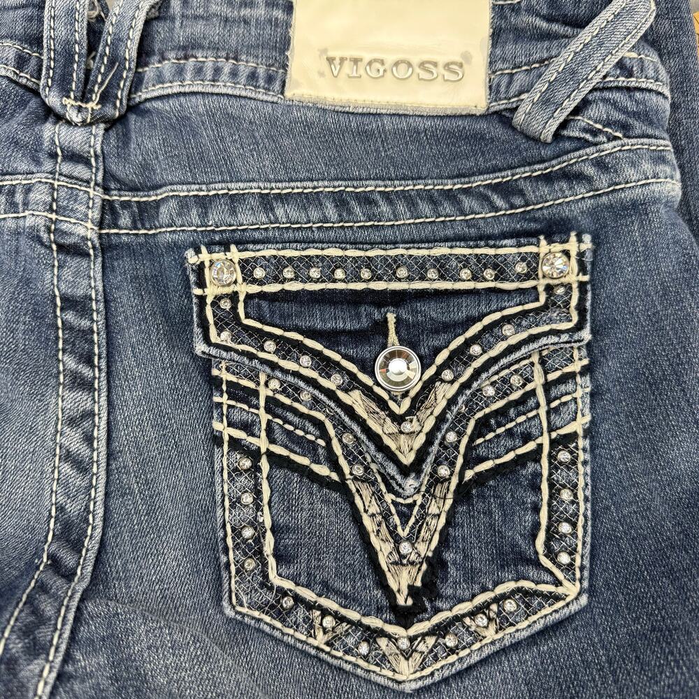 Vigoss Jeans Capri Women's 9/10X21 Blue The New York Capri Embellished Pockets - Picture 4 of 15